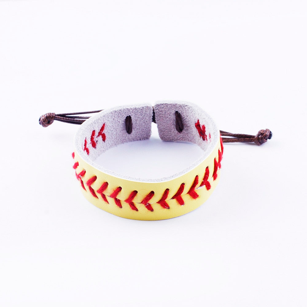 Softball Baseball Genuine Leather Wristbands Bracelets Handmade Stitches Wrists Original New Design Daily Jewelry Wholesale