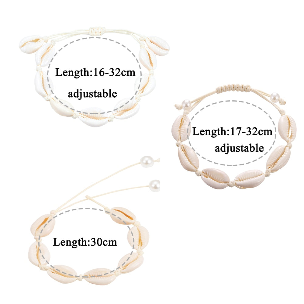 Bohemian Bracelets Anklets Natural Shell Chain Braided