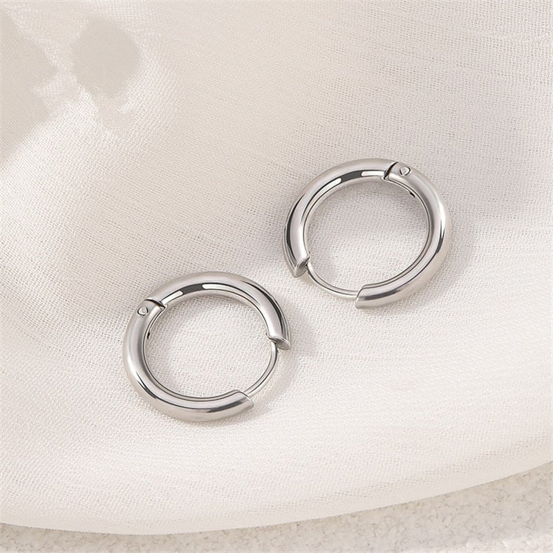 5pcs/lot Stainless Steel Circle Hoop Earrings