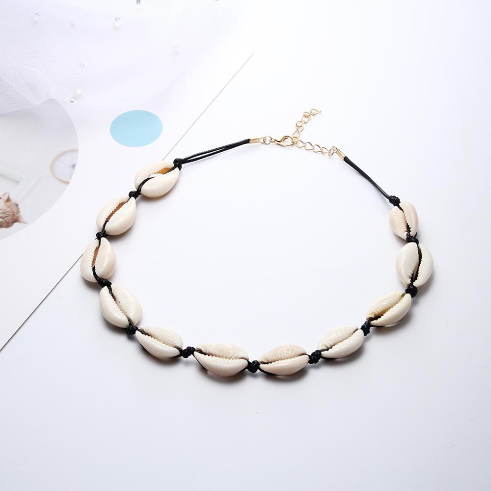 Bohemian Necklaces Natural Shells Braided Choker Chain Rope