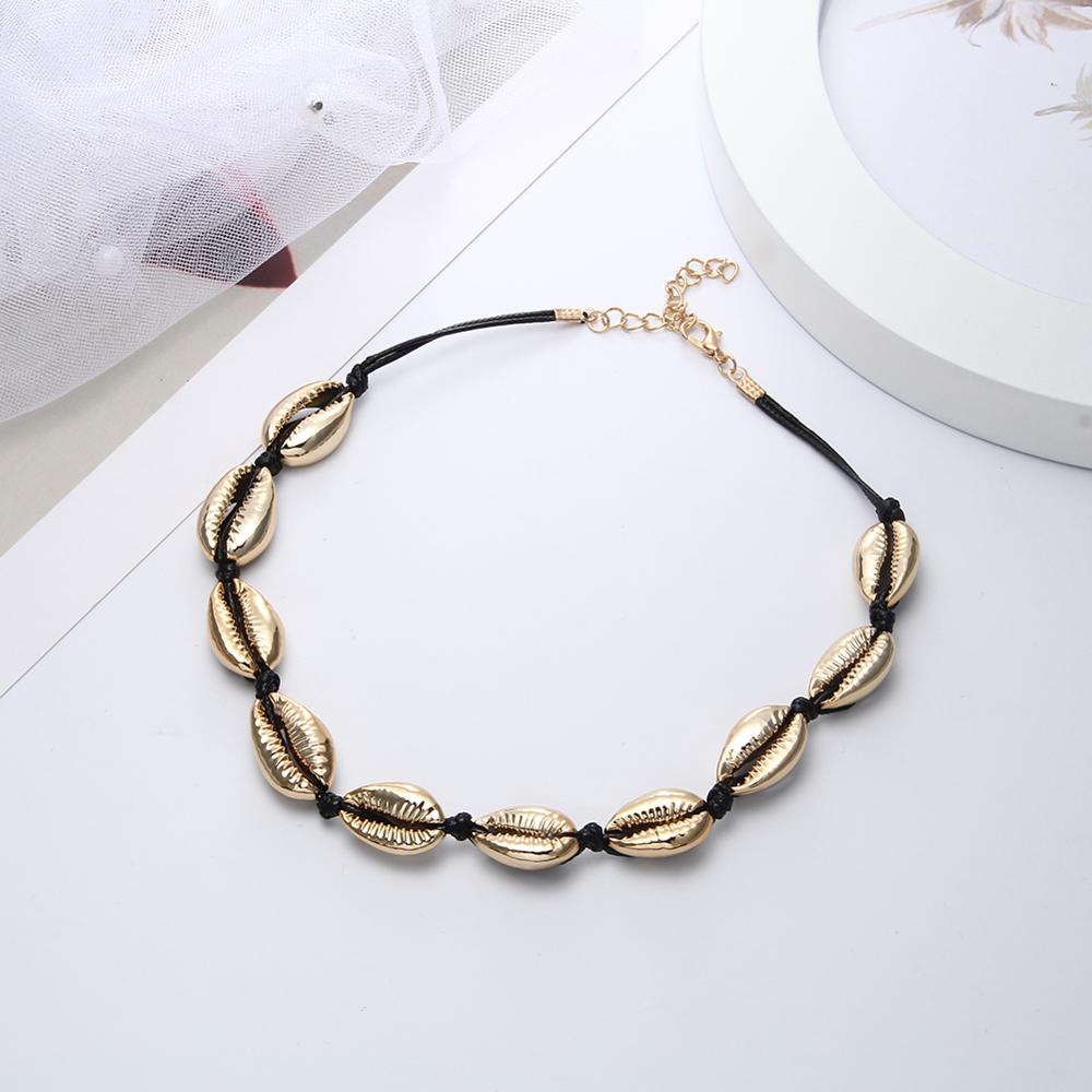 Bohemian Necklaces Natural Shells Braided Choker Chain Rope