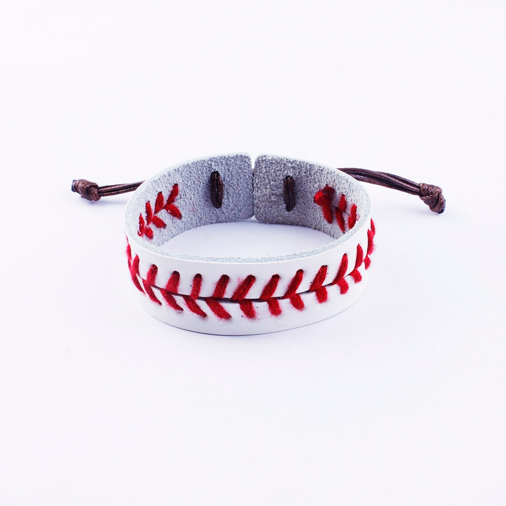 Softball Baseball Genuine Leather Wristbands Bracelets Handmade Stitches Wrists Original New Design Daily Jewelry Wholesale