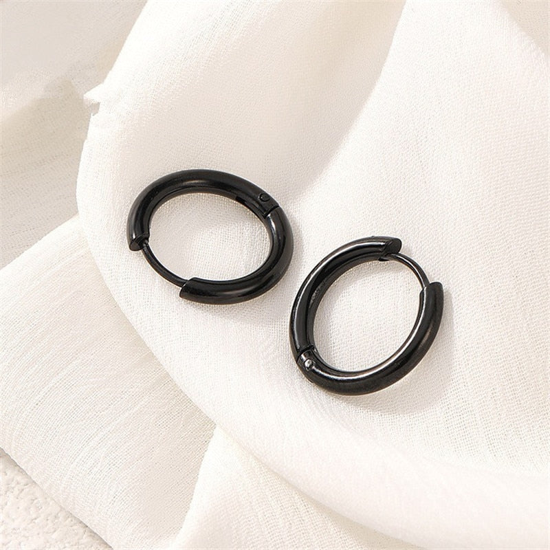 5pcs/lot Stainless Steel Circle Hoop Earrings