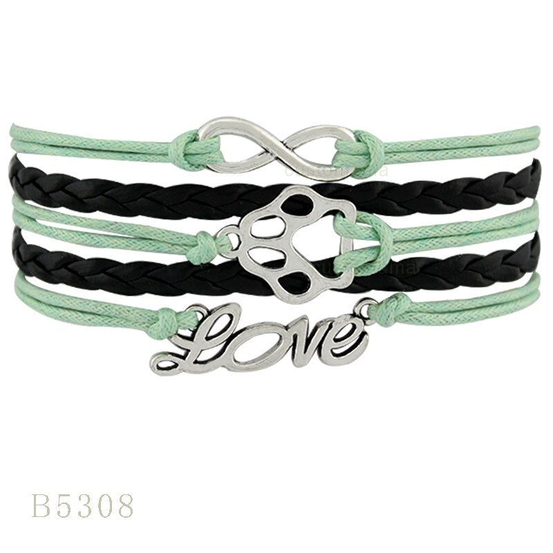 Dog Paw Infinity Love Charm Bracelets