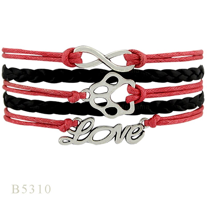 Dog Paw Infinity Love Charm Bracelets