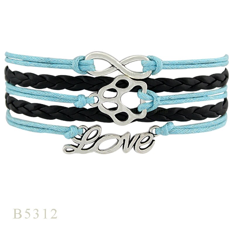 Dog Paw Infinity Love Charm Bracelets