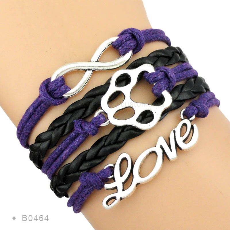 Dog Paw Infinity Love Charm Bracelets