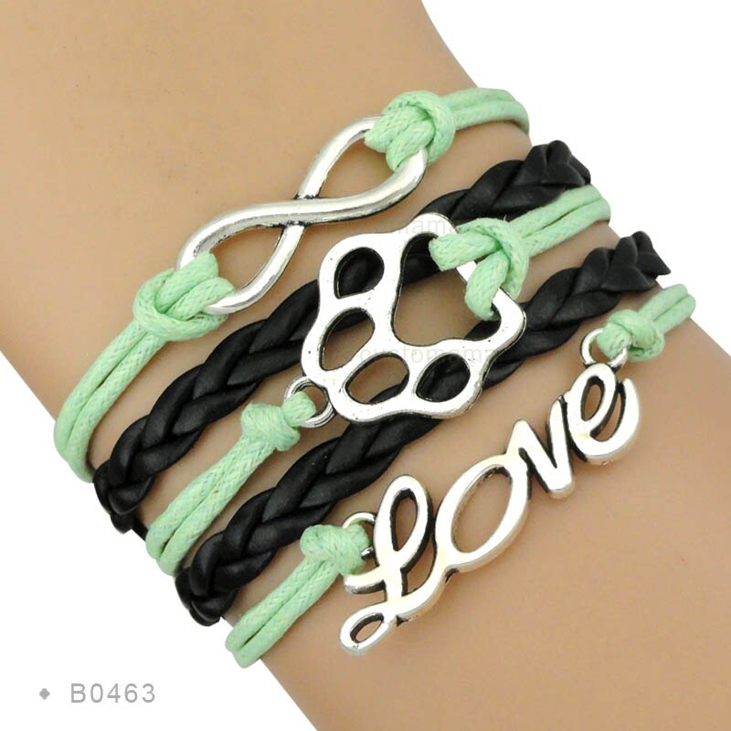 Dog Paw Infinity Love Charm Bracelets