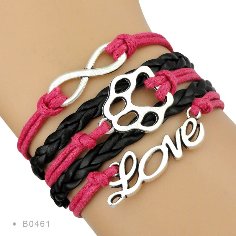 Dog Paw Infinity Love Charm Bracelets