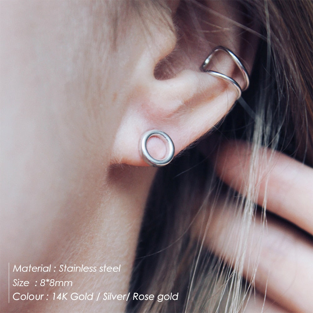 Stainless steel earrings set minimalist stud earrings for women hypoallergenic earrings stainless steel jewelry