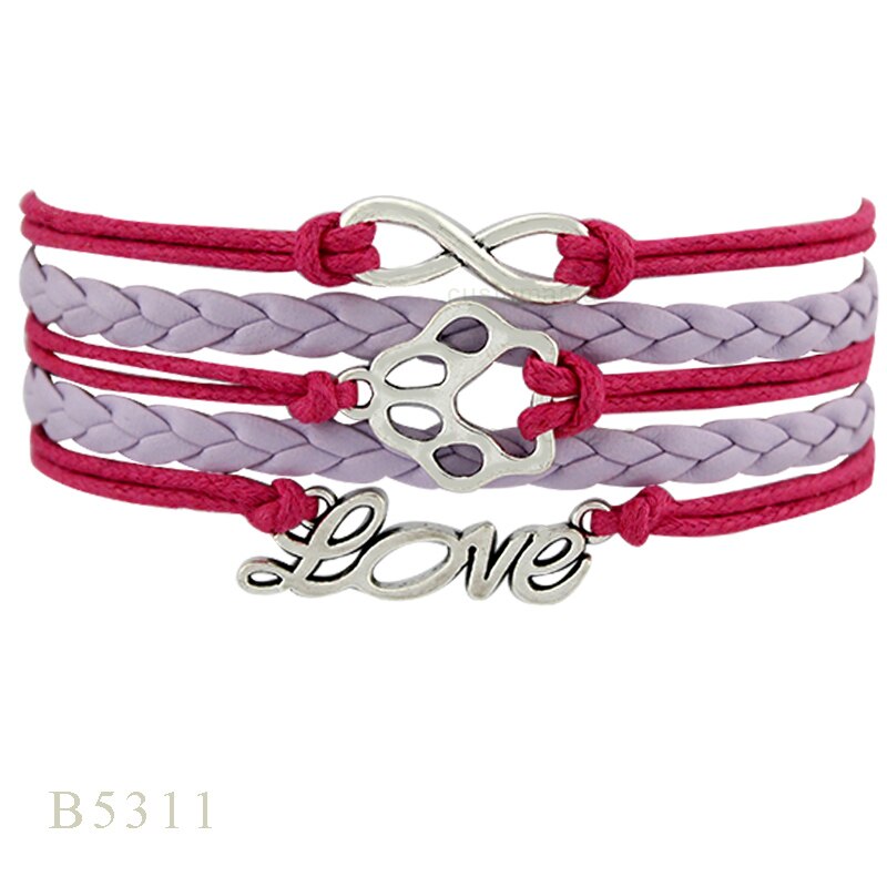 Dog Paw Infinity Love Charm Bracelets