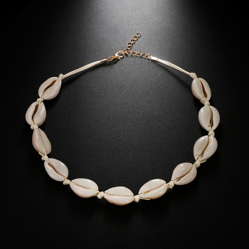 Bohemian Necklaces Natural Shells Braided Choker Chain Rope