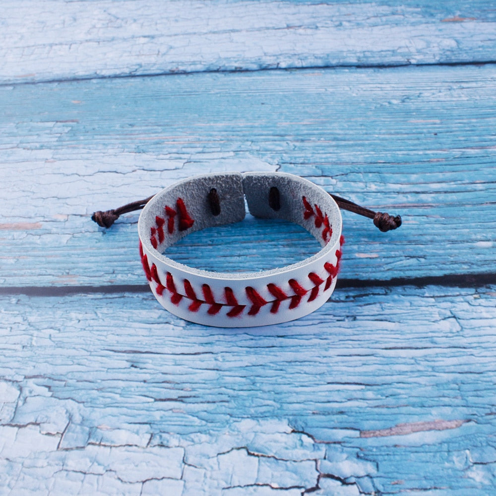 Softball Baseball Genuine Leather Wristbands Bracelets Handmade Stitches Wrists Original New Design Daily Jewelry Wholesale