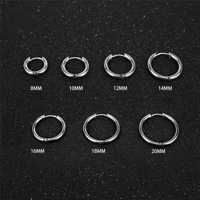 5pcs/lot Stainless Steel Circle Hoop Earrings