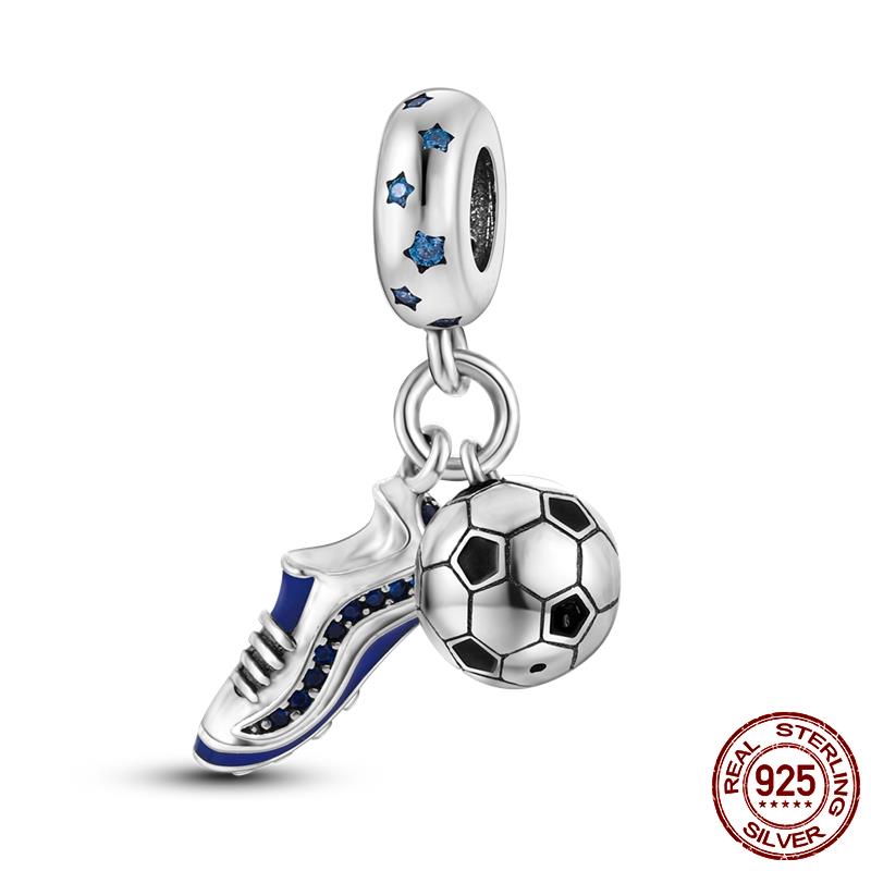 2022 World Football Sport Soccer Dumbbell Yoga Dangle Charm fits Bracelet Necklace