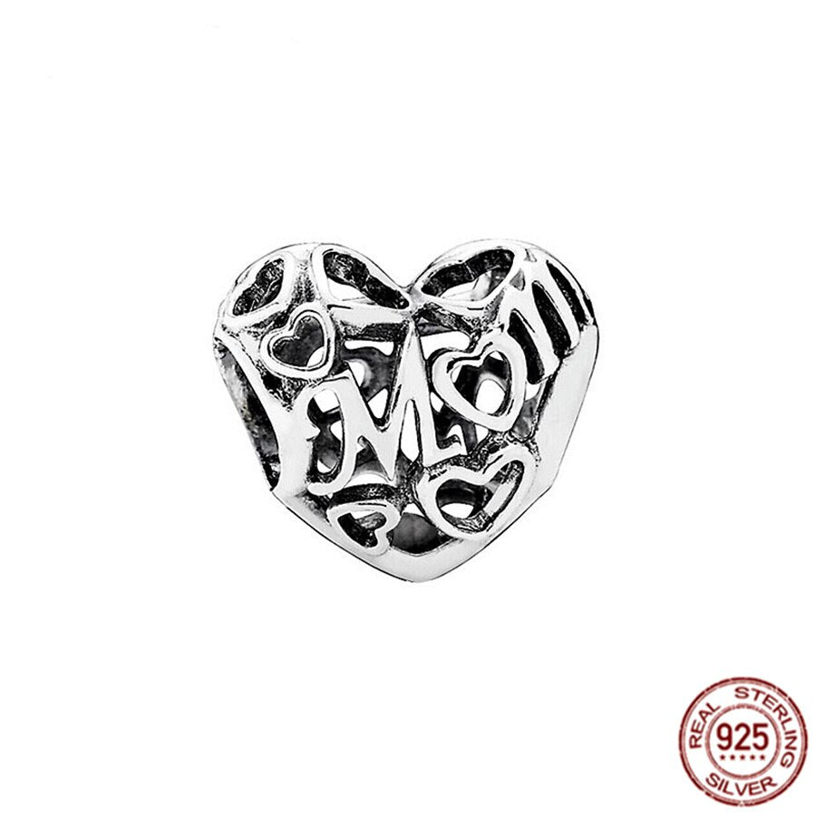 Happy family Couples Propose Clover Heart Charm 925 Sterling Silver Bead Fit Original Pandora Bracelet DIY Jewelry Gift