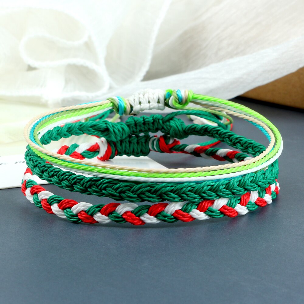 3Pcs/Set Wax Line Braided Bracelet Colorful Bracelet & Bangles Handmade Adjustable