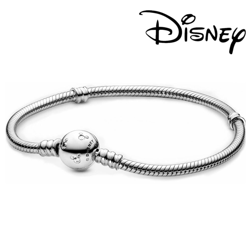 Disney Sterling Silver Bracelet Mickey Mouse Heart Bracelet Charms