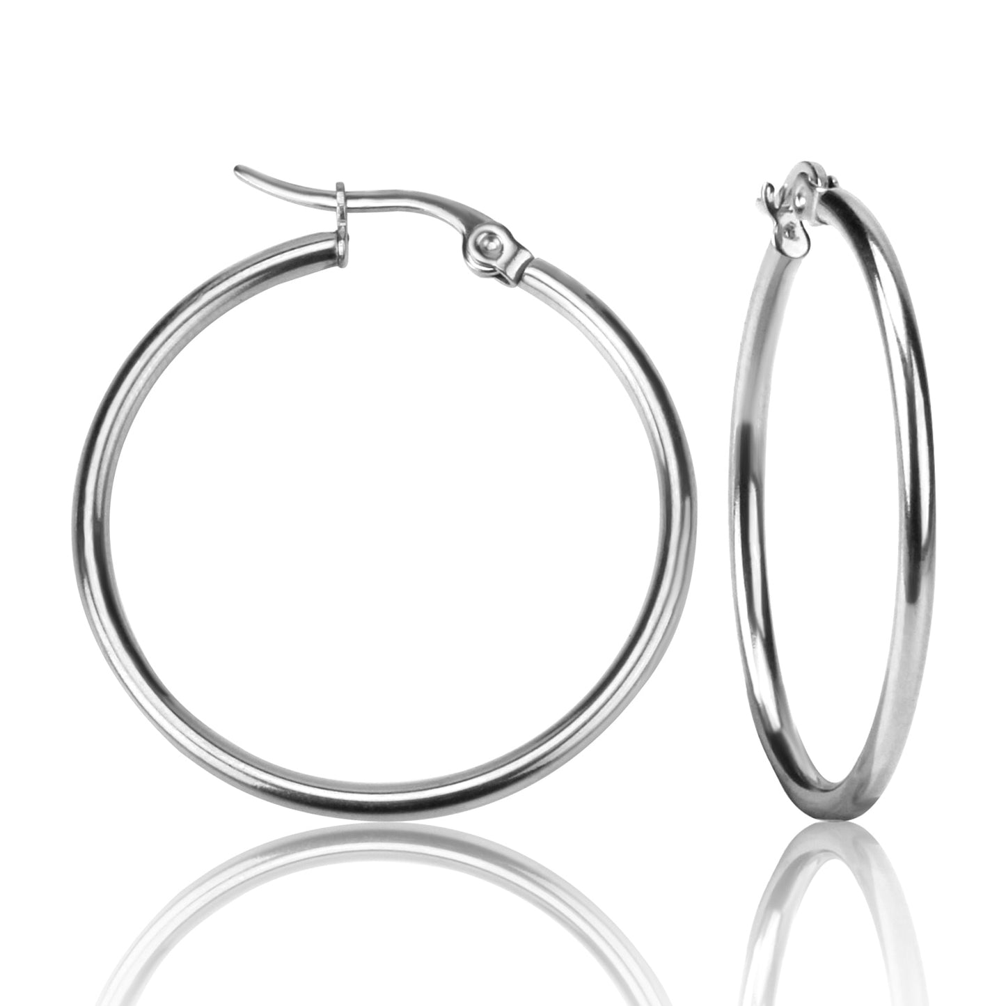 1Pair/2Pcs Stainless Steel Hoop Earrings Rose Gold Color