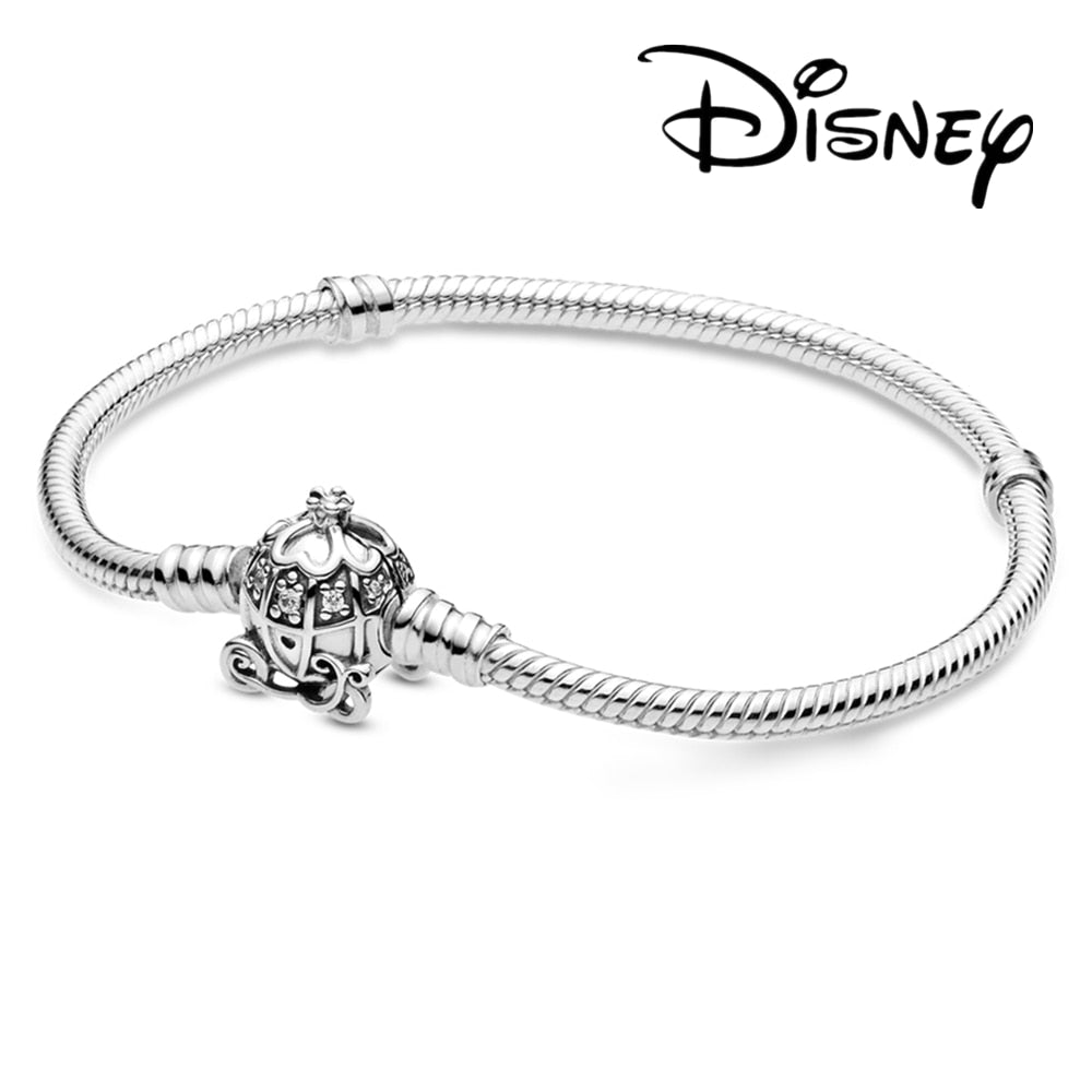 Disney Sterling Silver Bracelet Mickey Mouse Heart Bracelet Charms