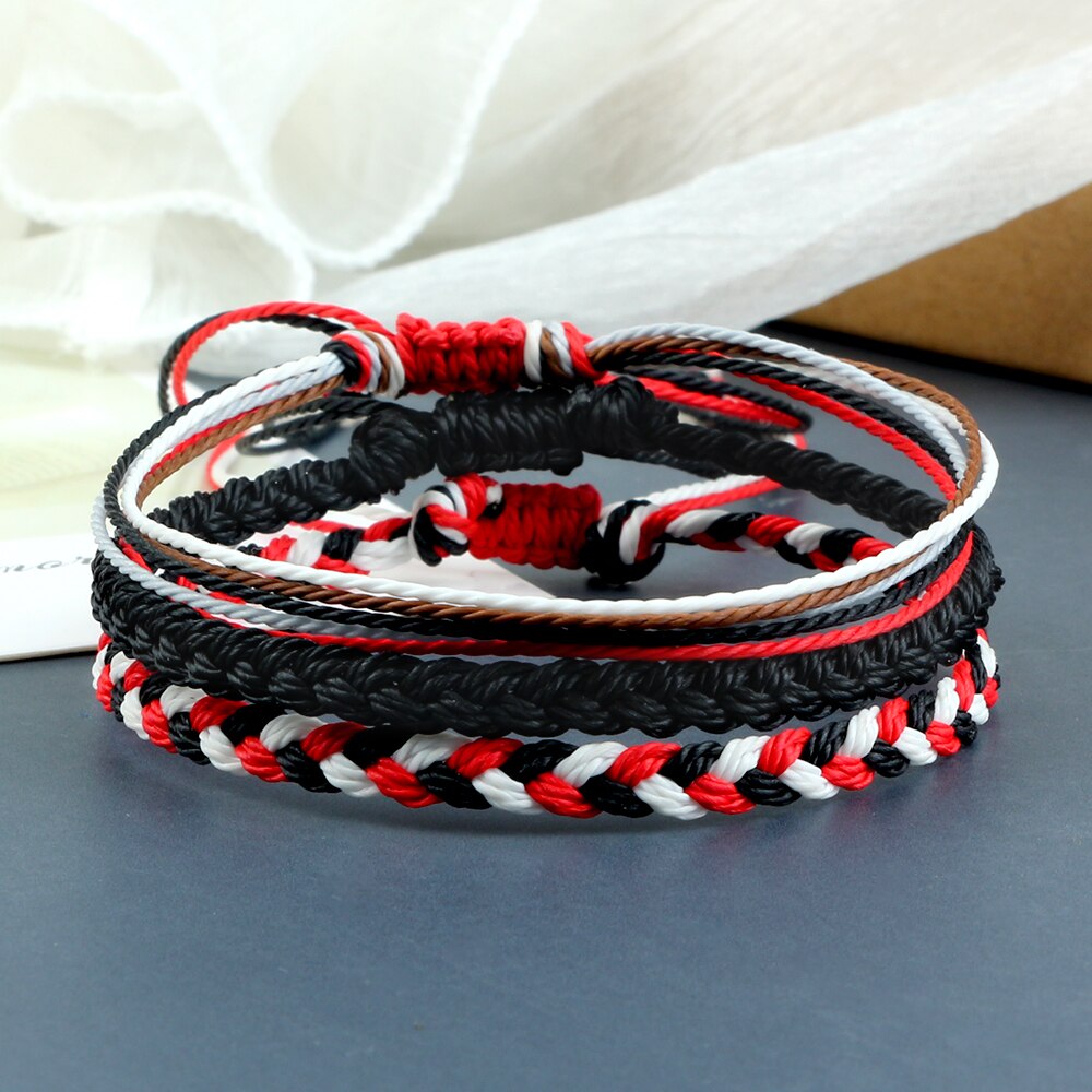 3Pcs/Set Wax Line Braided Bracelet Colorful Bracelet & Bangles Handmade Adjustable