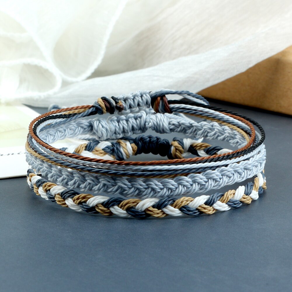 3Pcs/Set Wax Line Braided Bracelet Colorful Bracelet & Bangles Handmade Adjustable