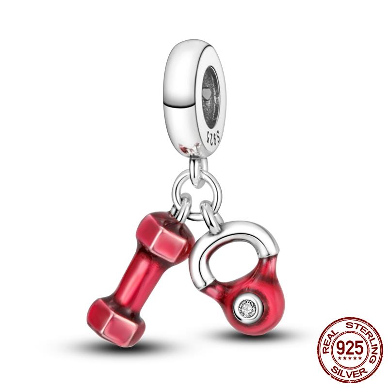 2022 World Football Sport Soccer Dumbbell Yoga Dangle Charm fits Bracelet Necklace