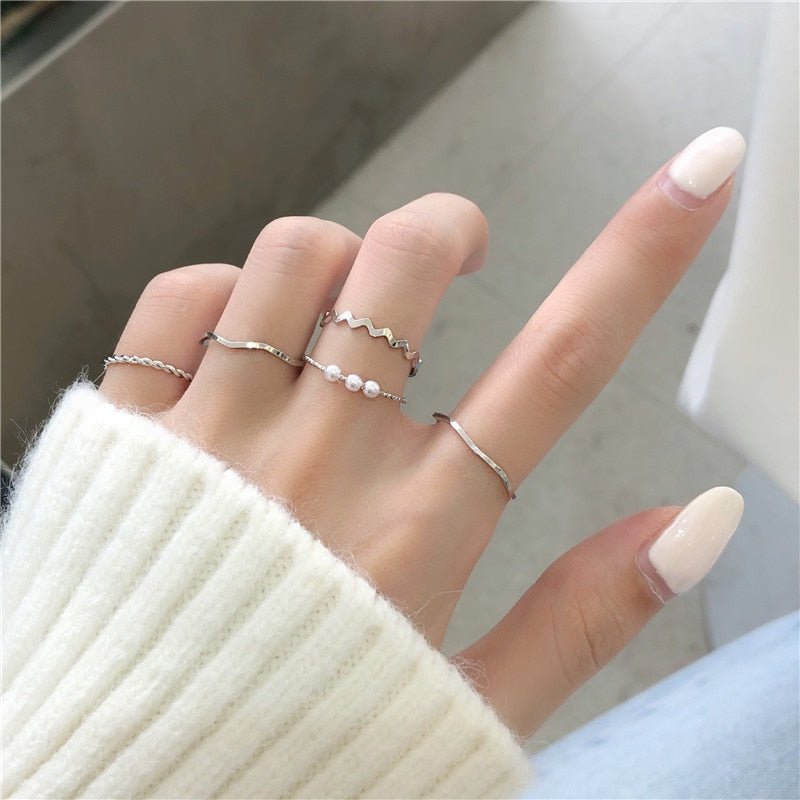 Trendy Butterfly Metal Punk Rings Set