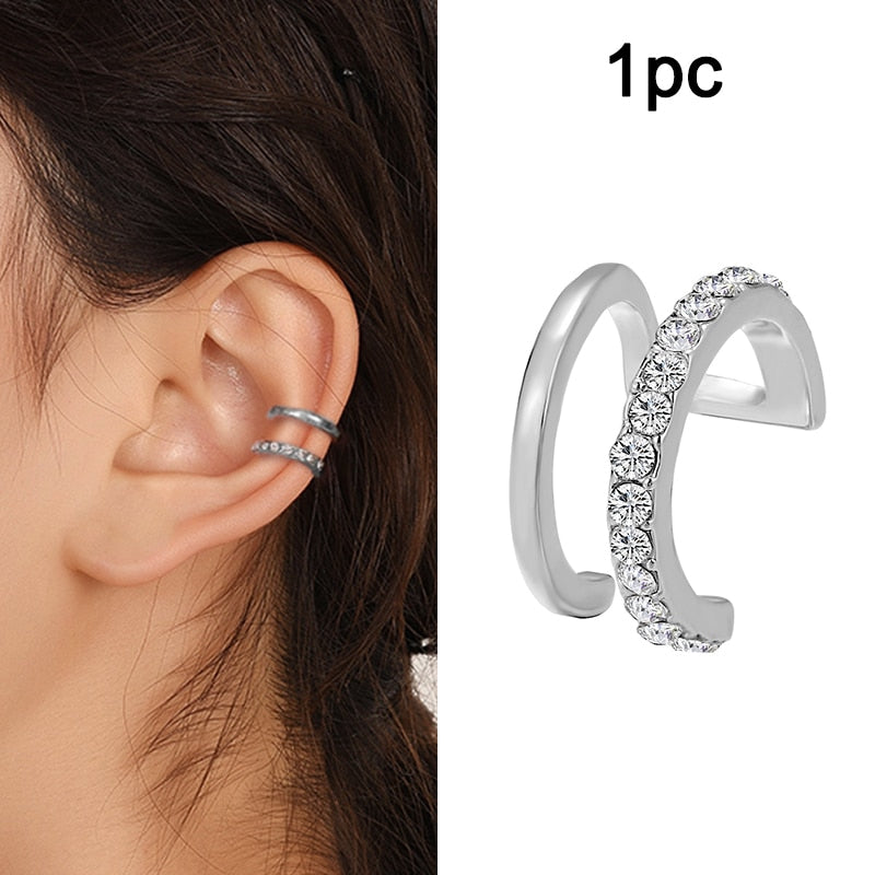 Zircon Cute Clip Earrings Buckle Ear Cuff No Piercings Fake Cartilage Ear