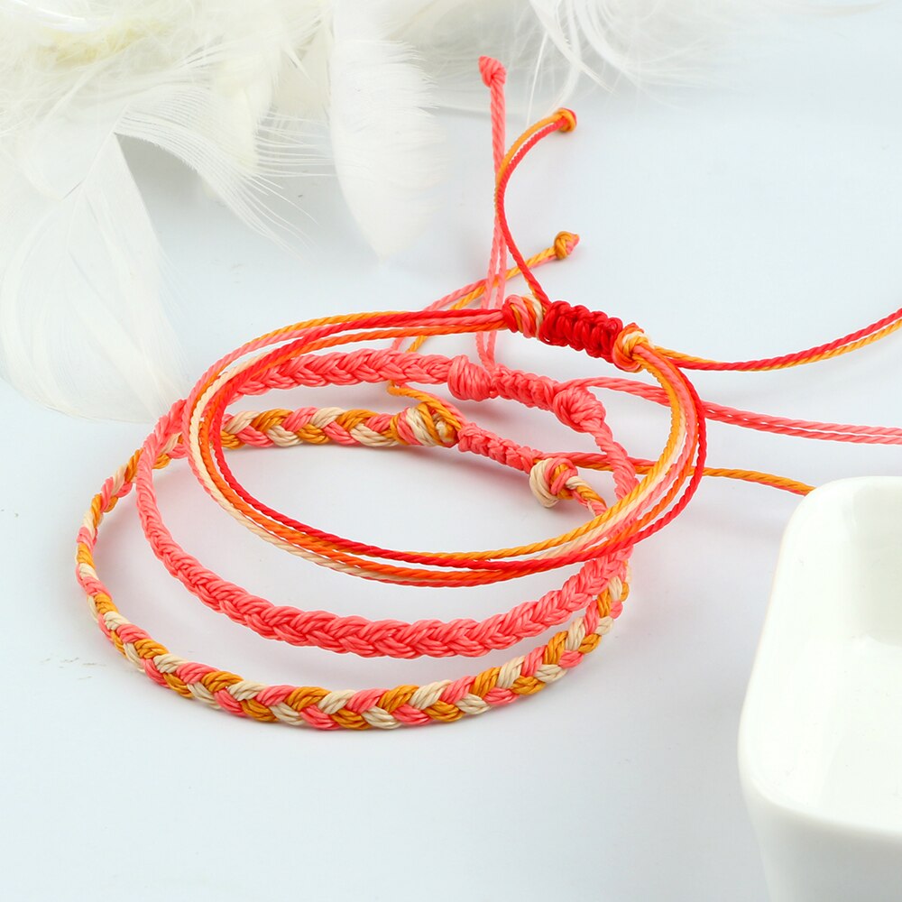 3Pcs/Set Wax Line Braided Bracelet Colorful Bracelet & Bangles Handmade Adjustable