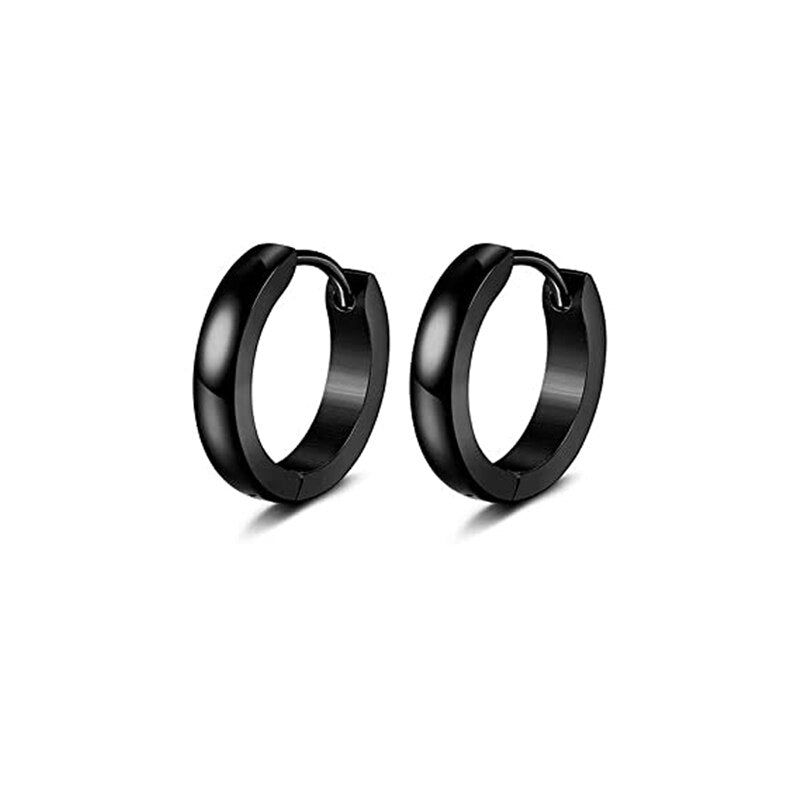 10 Pairs Stud Earrings Stainless Steel Earrings Set Small Round Ring Earrings Black