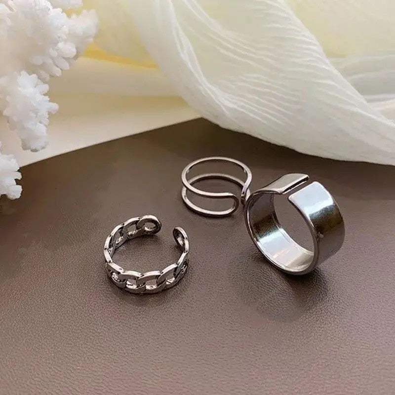 Trendy Butterfly Metal Punk Rings Set