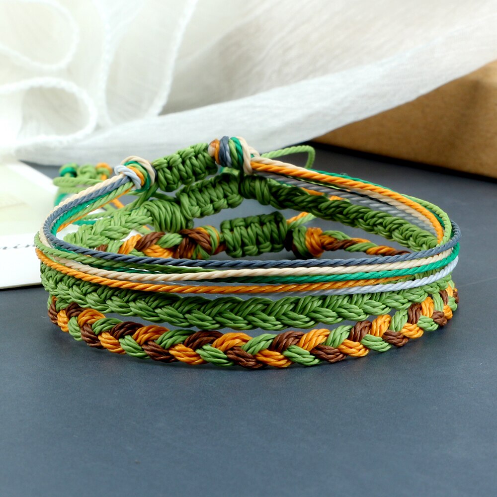 3Pcs/Set Wax Line Braided Bracelet Colorful Bracelet & Bangles Handmade Adjustable