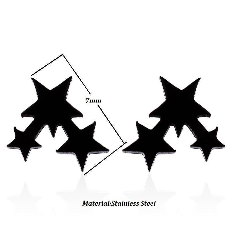 Fashion Stainless Steel Love Star Pentagram Triangle Stud Earrings Simple