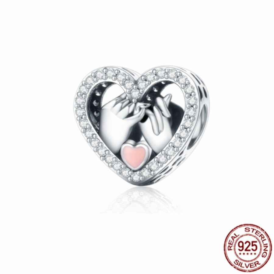 Happy family Couples Propose Clover Heart Charm 925 Sterling Silver Bead Fit Original Pandora Bracelet DIY Jewelry Gift