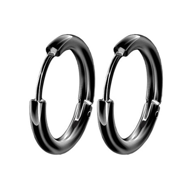 10 Pairs Stud Earrings Stainless Steel Earrings Set Small Round Ring Earrings Black