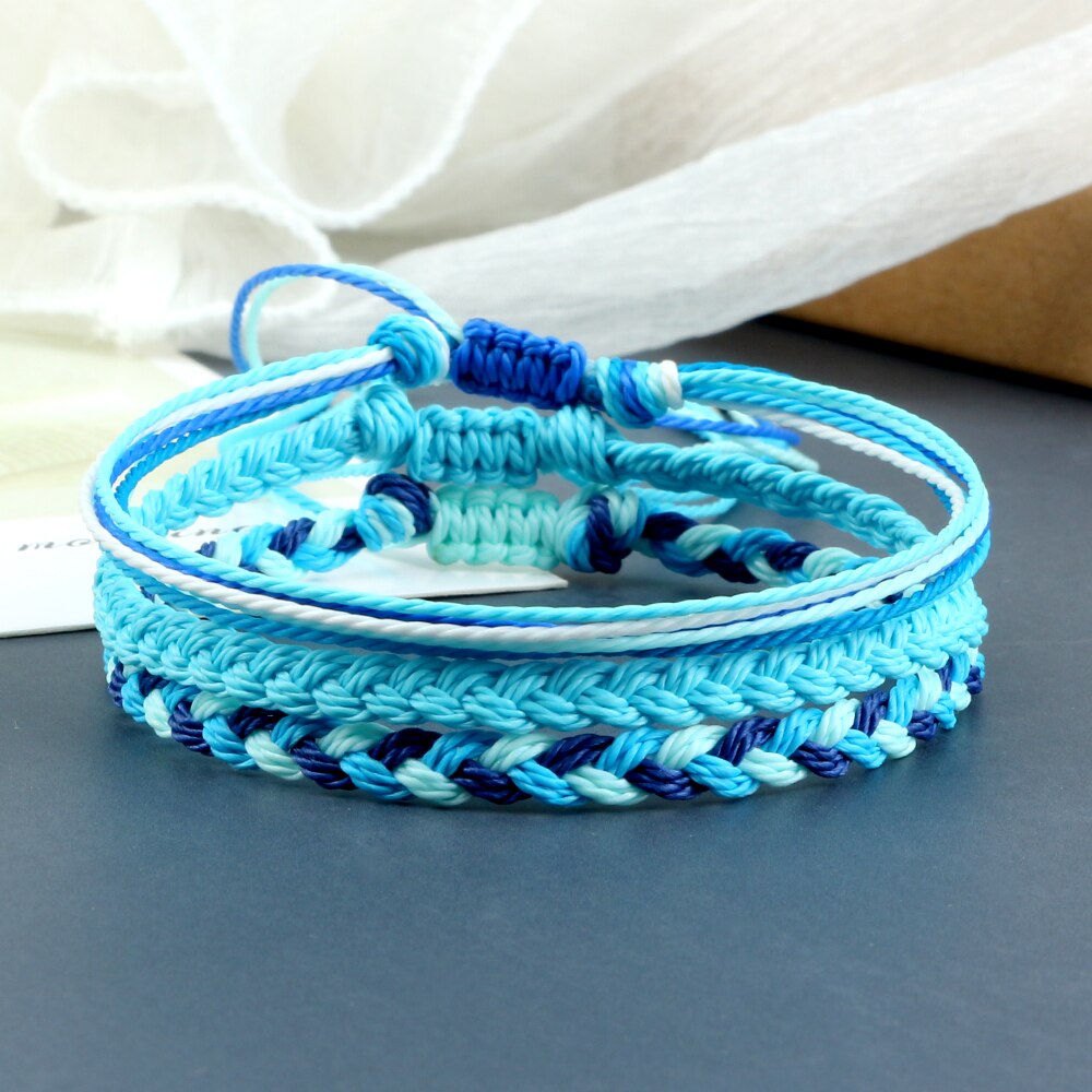 3Pcs/Set Wax Line Braided Bracelet Colorful Bracelet & Bangles Handmade Adjustable