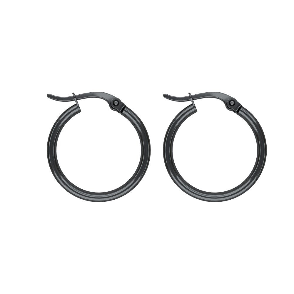 10 Pairs Stud Earrings Stainless Steel Earrings Set Small Round Ring Earrings Black