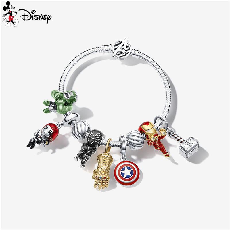 Disney Sterling Silver Spiderman; Star Wars, Mermaid Charms Bracelet