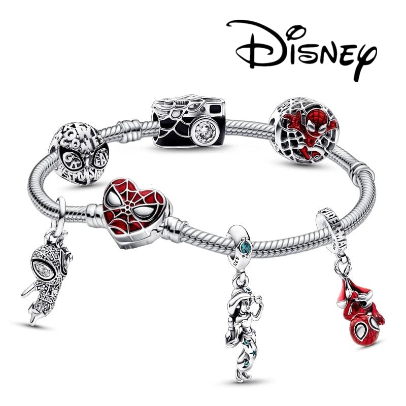 Disney Sterling Silver Bracelet Mickey Mouse Heart Bracelet Charms