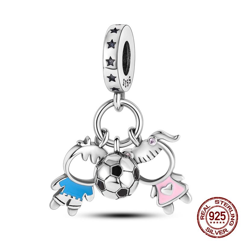 2022 World Football Sport Soccer Dumbbell Yoga Dangle Charm fits Bracelet Necklace