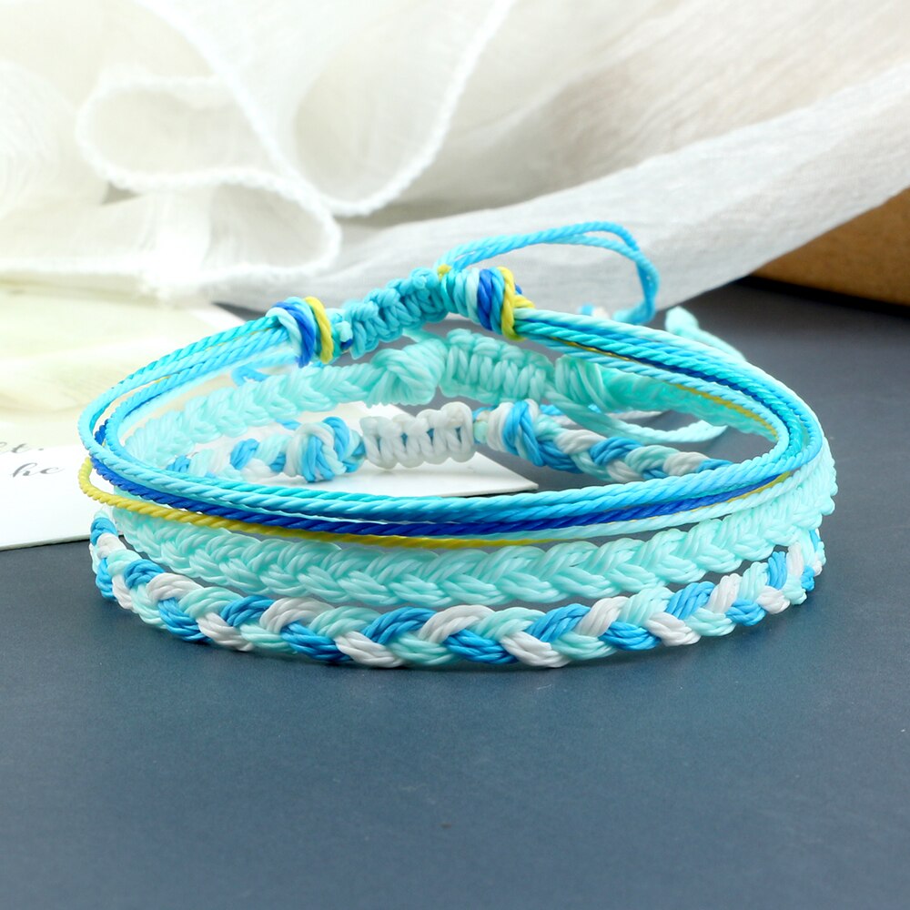 3Pcs/Set Wax Line Braided Bracelet Colorful Bracelet & Bangles Handmade Adjustable