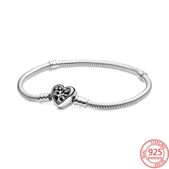 Disney Sterling Silver Bracelet Mickey Mouse Heart Bracelet Charms