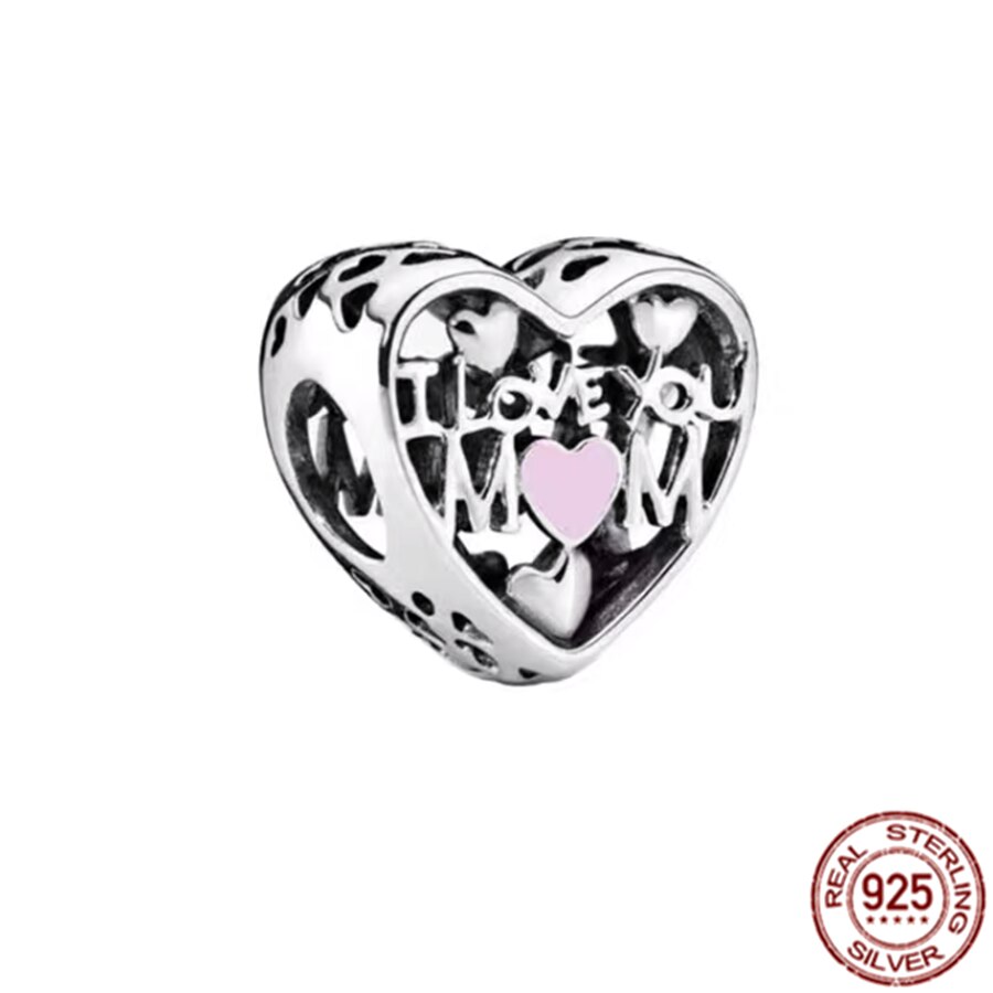 Happy family Couples Propose Clover Heart Charm 925 Sterling Silver Bead Fit Original Pandora Bracelet DIY Jewelry Gift