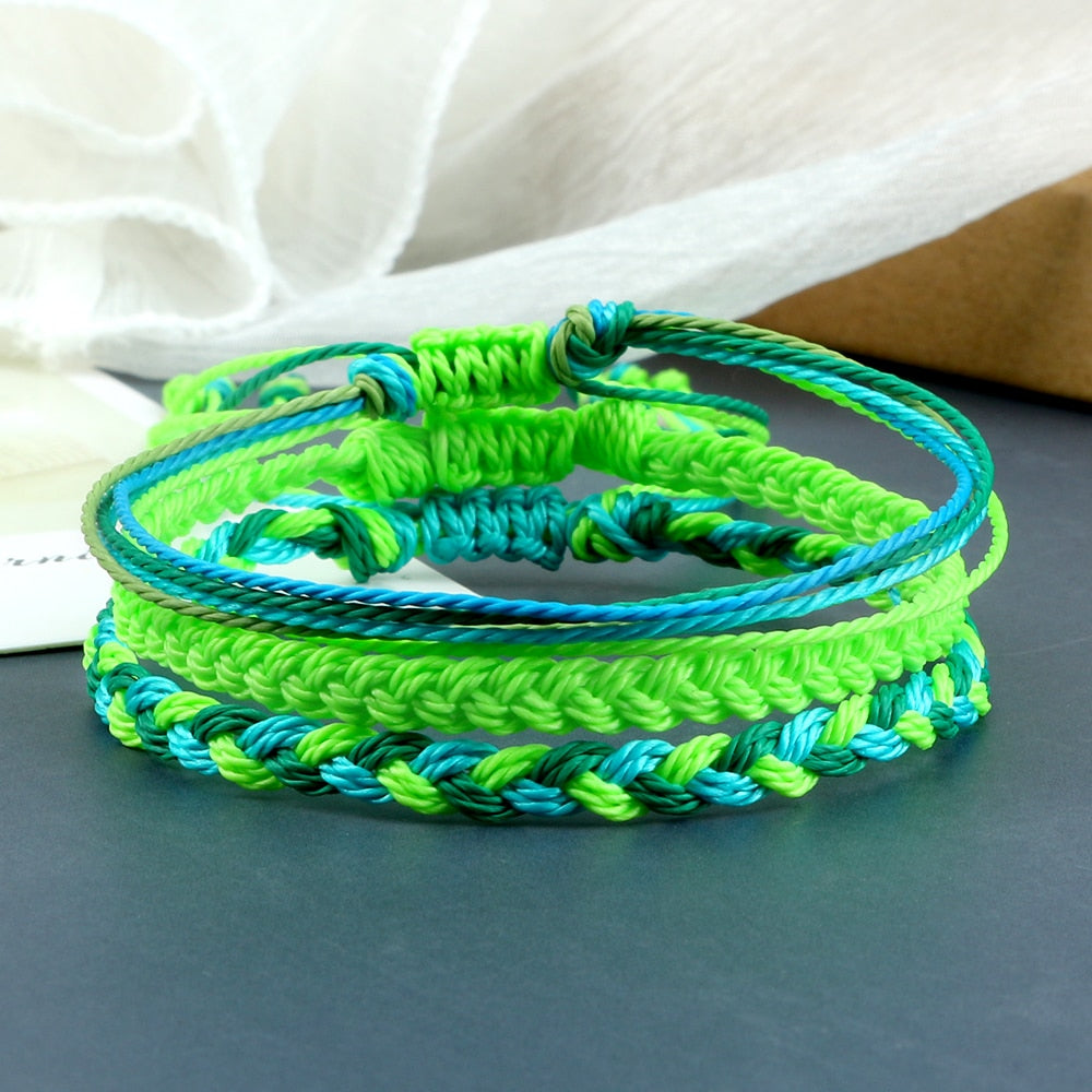 3Pcs/Set Wax Line Braided Bracelet Colorful Bracelet & Bangles Handmade Adjustable