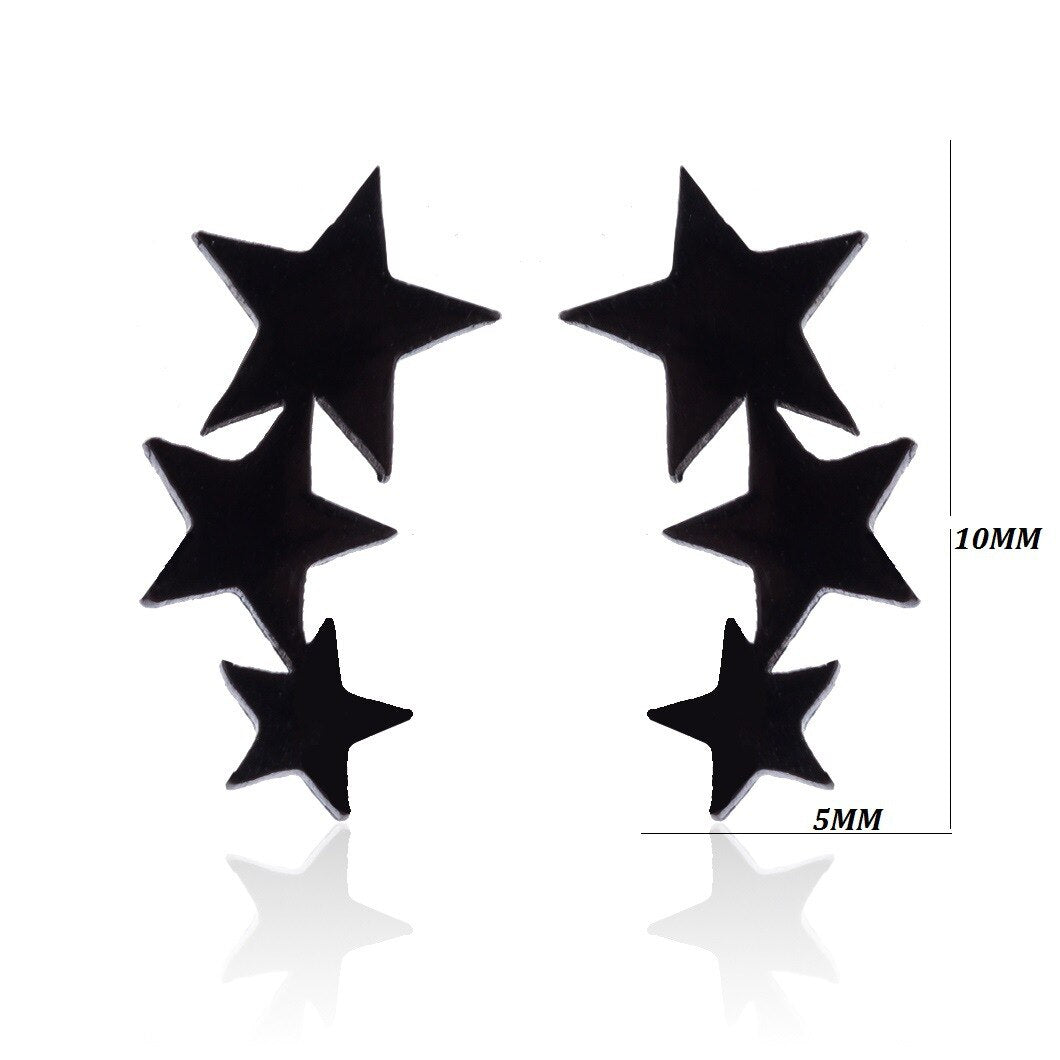 Fashion Stainless Steel Love Star Pentagram Triangle Stud Earrings Simple