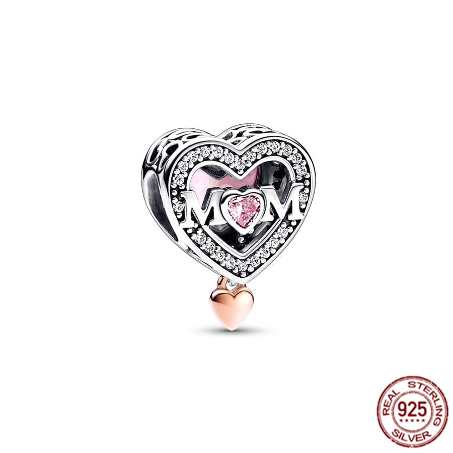 Happy family Couples Propose Clover Heart Charm 925 Sterling Silver Bead Fit Original Pandora Bracelet DIY Jewelry Gift