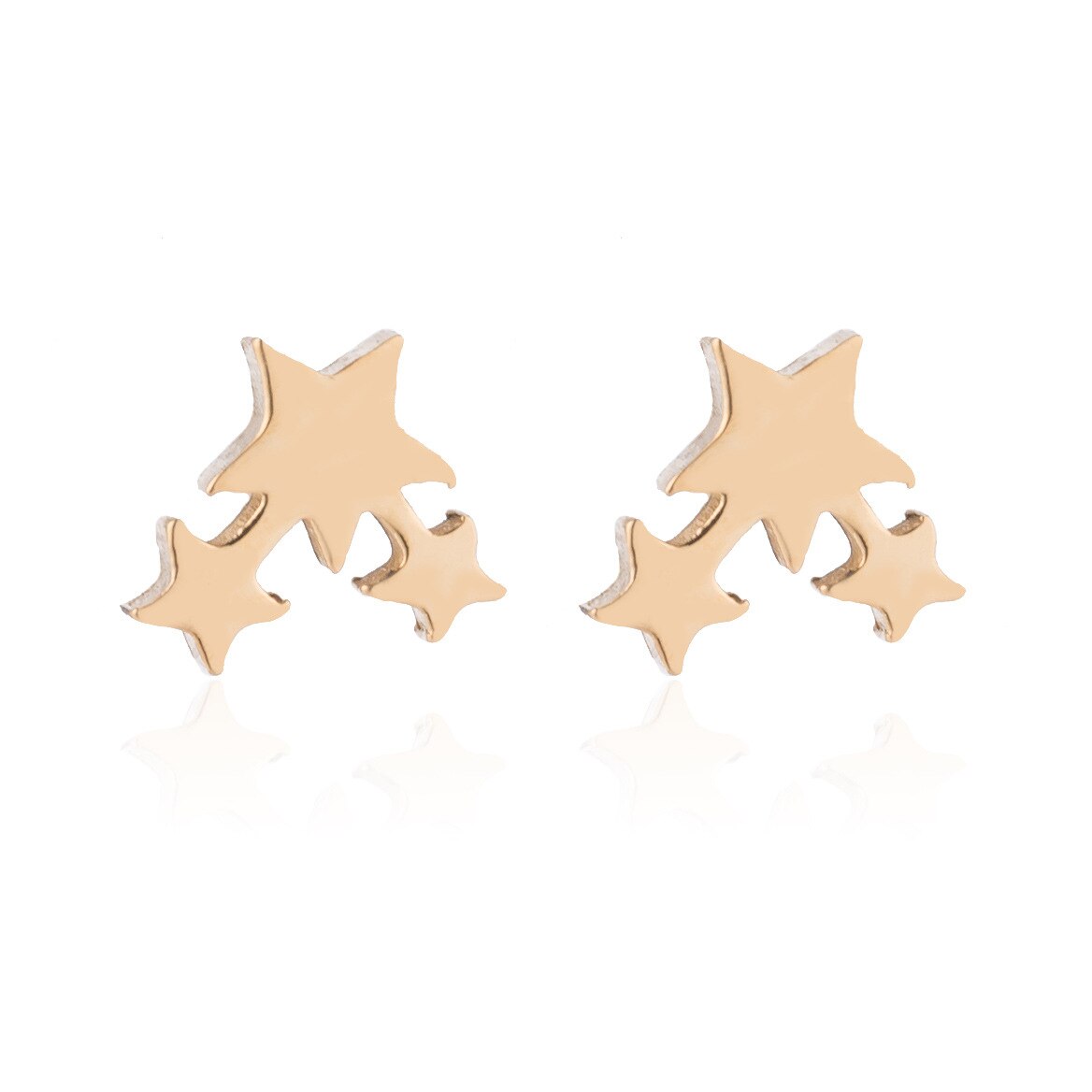 Fashion Stainless Steel Love Star Pentagram Triangle Stud Earrings Simple