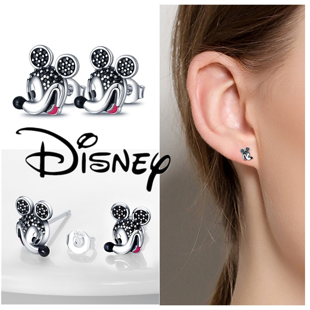 Disney Mickey Mouse Silver Heart Earring, Pumpkin Coach Stud Earrings, Butterfly Earrings