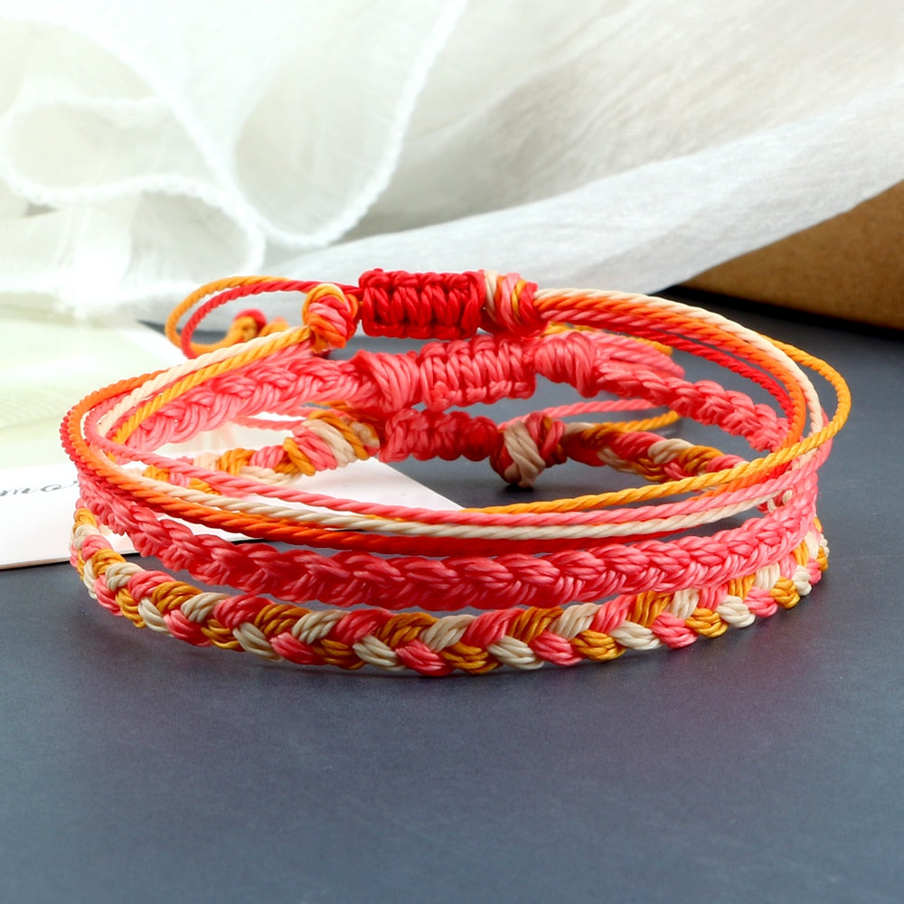 3Pcs/Set Wax Line Braided Bracelet Colorful Bracelet & Bangles Handmade Adjustable